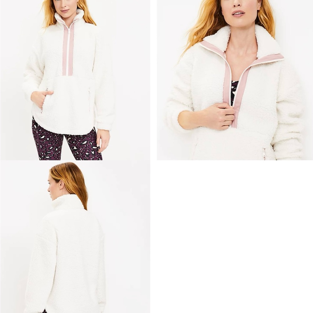 LOFT Sherpa 1/2 zip sweatshirt Size L